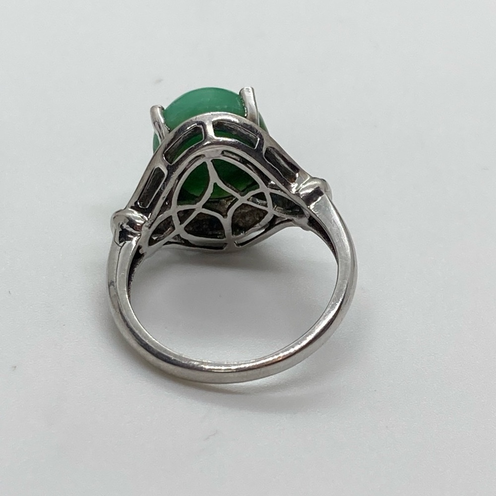 Vtg Chuck Clemency Sterling Silver Green Jade Gemstone Ring 925 STS | Sz 6.75 - Picture 5 of 8